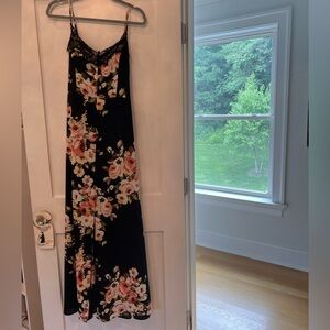 Sexy black floral dress with lace detailing